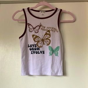Brown and white butterfly tank top
